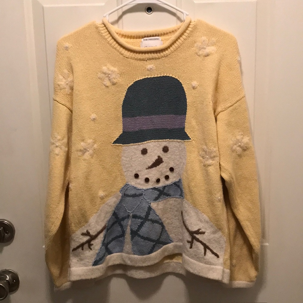 Vintage Hand-Embroidered Ugly Christmas Sweater